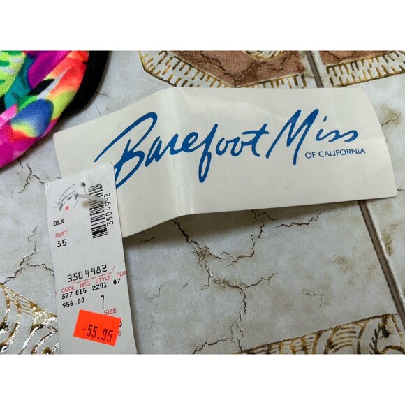 Vintage Barefoot Miss Swimsuit Size 7/8 Bold Tropical Strappy Back Made USA - Picture 3 of 8